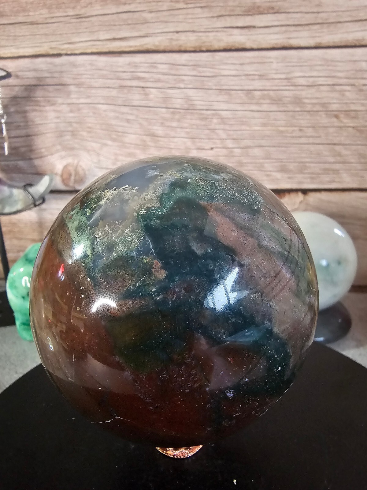 Ocean Jasper Sphere 85mm 1.14lbs Polished Crystal Ball Natural Orbicular Jasper