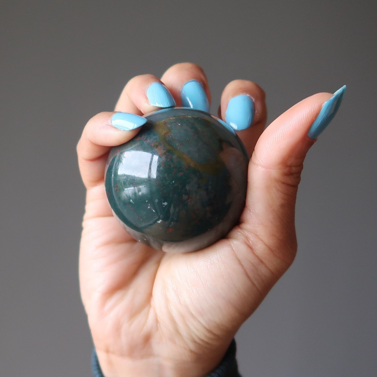 Bloodstone Sphere Crystal Ball Indian Heliotrope Gemstone Green 2.0-2-5 inch