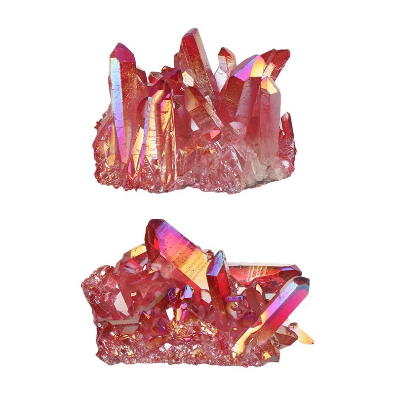 100g Natural Aura Red Titanium Quartz Crystal Cluster VUG Specimen Healing Reiki