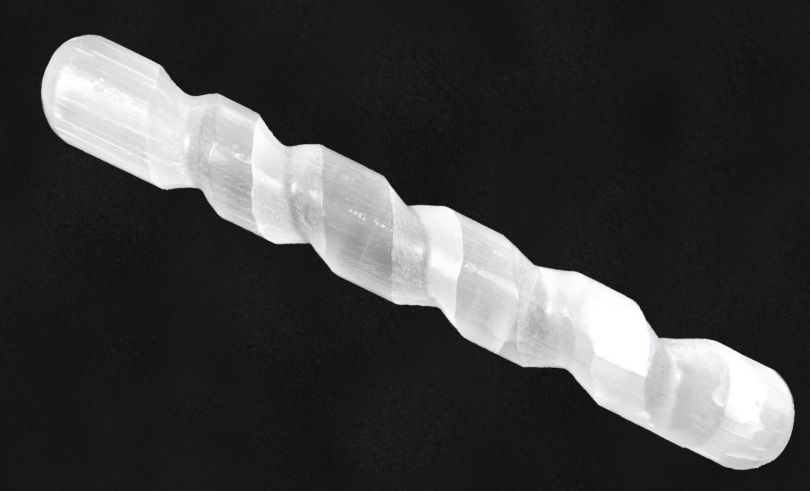 Polished Natural Selenite Crystal Massage Wand ” Smooth Spiral Energy Stick Log