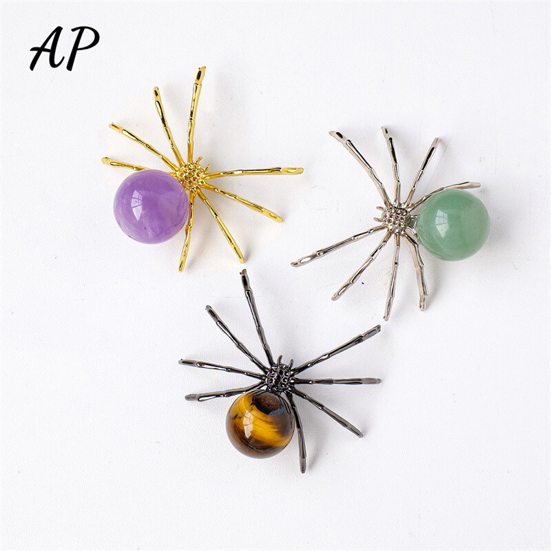 2″ Natural Quartz Spider Carved Quartz Crystal Skull Reiki Healing