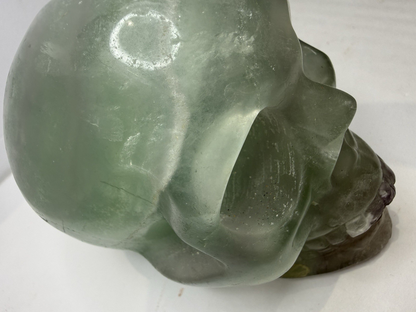 Large Natural Green And Purple Fluorite Crystal Carved Polished Skull 1lb 13oz