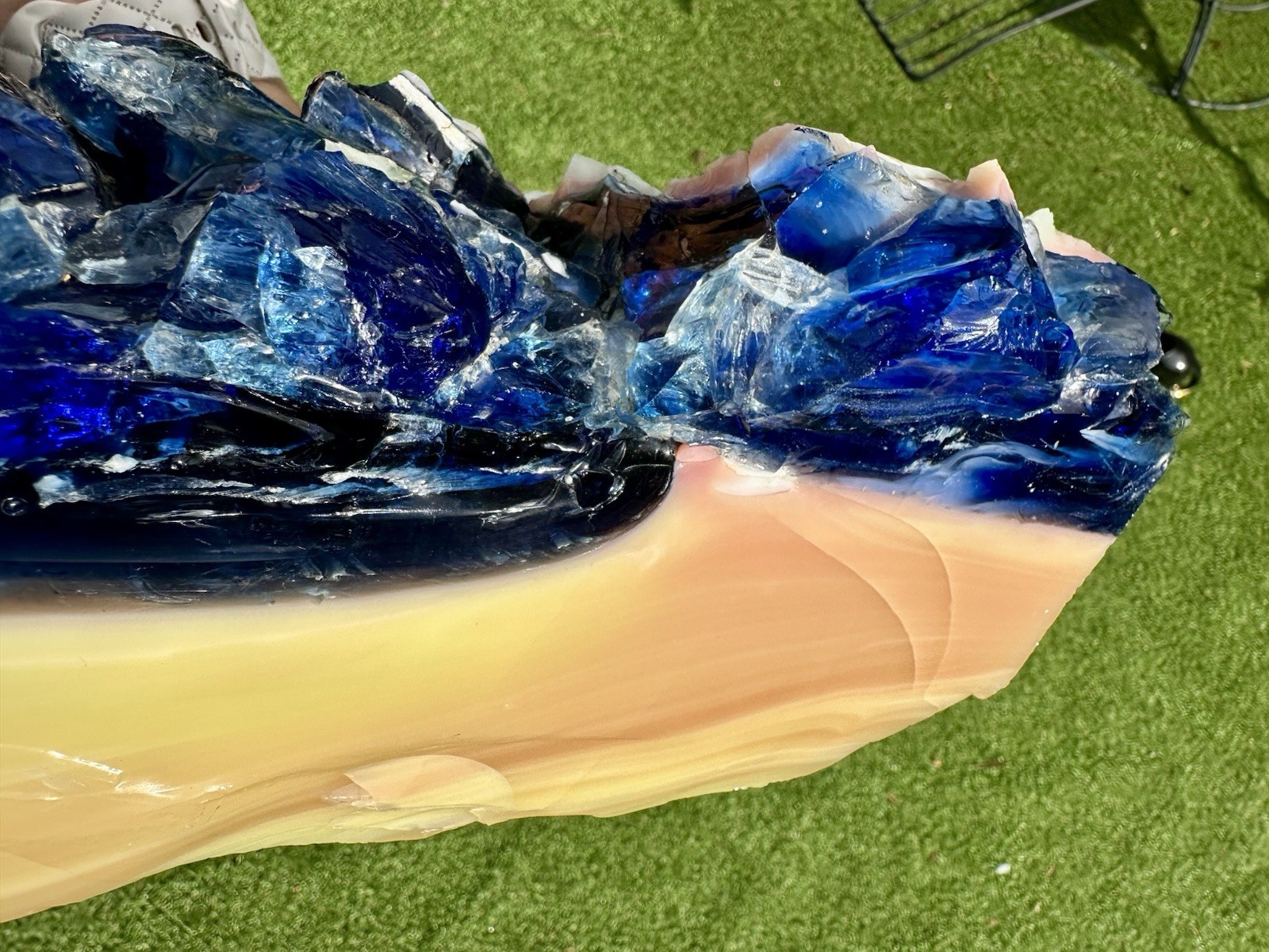Stunning Uranium Slag Glass Cullet Mixed Blue Yellow Orange HOUZER Rock Overpour