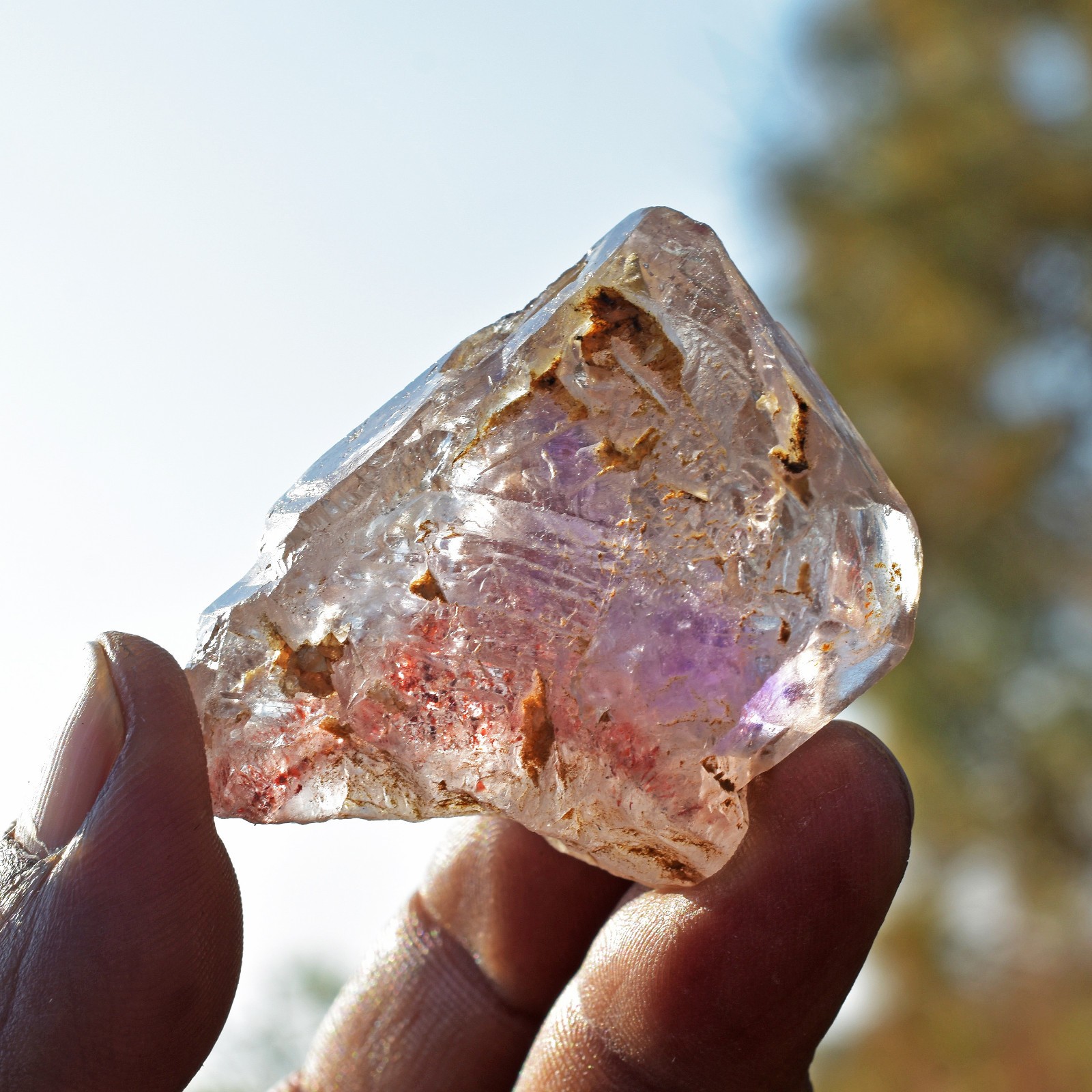 Rare Tibetan Super Seven Nirvana Ice Amethyst Smoky Quartz Fenster Crystal