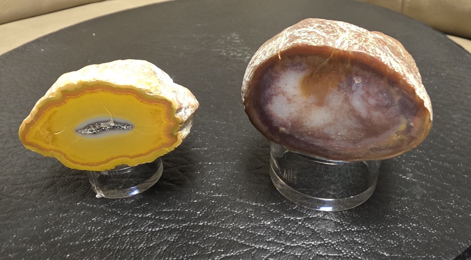 2 Kentucky Agate Display Specimens-Yellow/orange and Maroon Polished Face # S-62