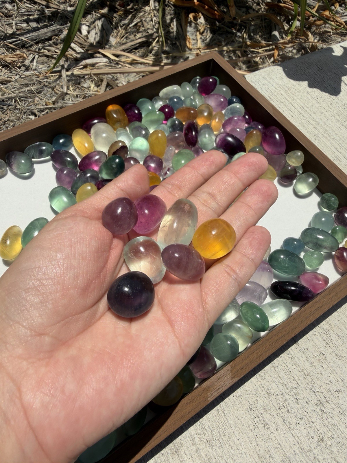 100g High Quality Rainbow Fluorite Tumbled Stones Random Mix Polished Pebbles
