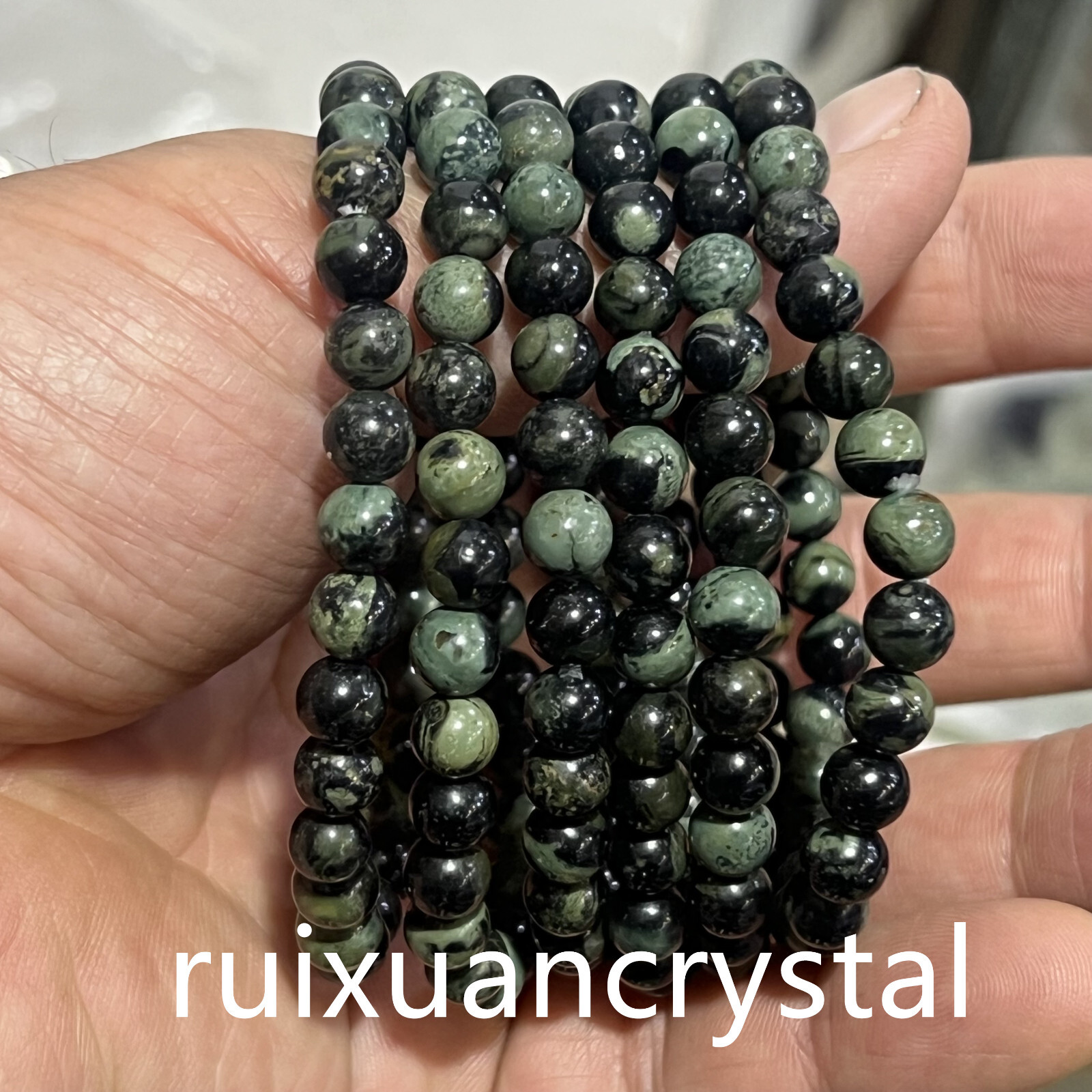 Wholesale Lot 6pcs Natural Peacock’s eye stone 6 mm 7.5″Crystal Stretch Bracelet