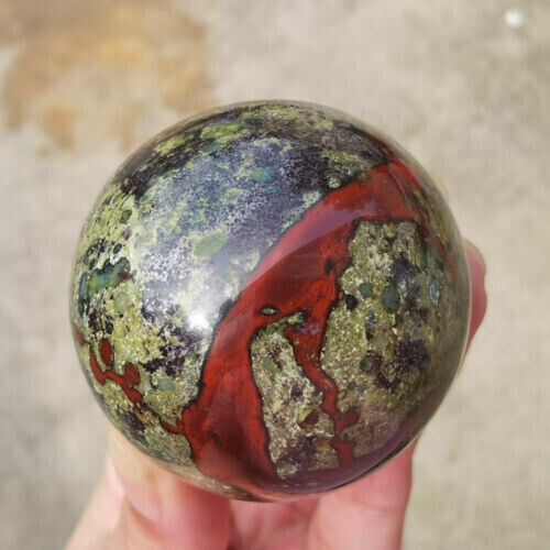 1PC Natural dragon blood stone quartz sphere crystal ball reiki healing 40mm+
