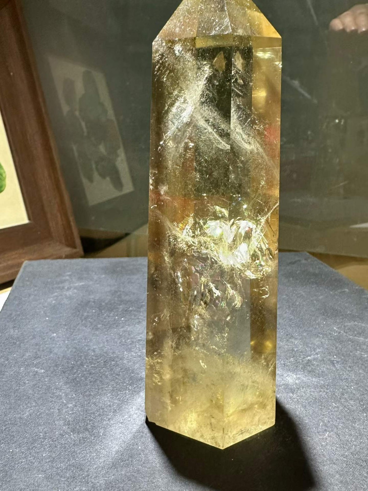 460g Natural Citrine Quartz Obelisk Energy Crystal Point Wand Reiki Decor