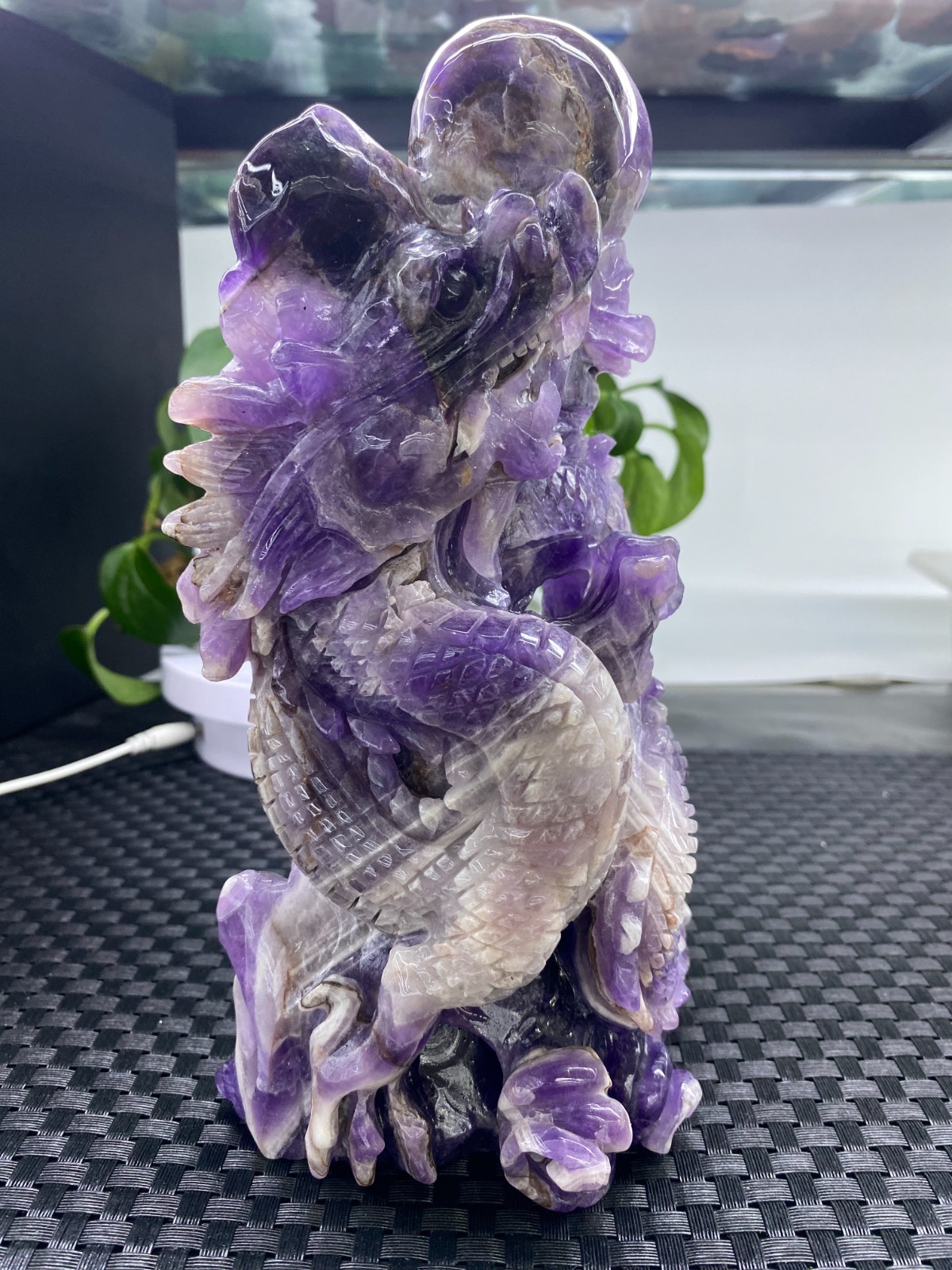 3.67lb Natural Dreamy Amethyst Quartz Carved Dragon Skull Crystal Reiki healing