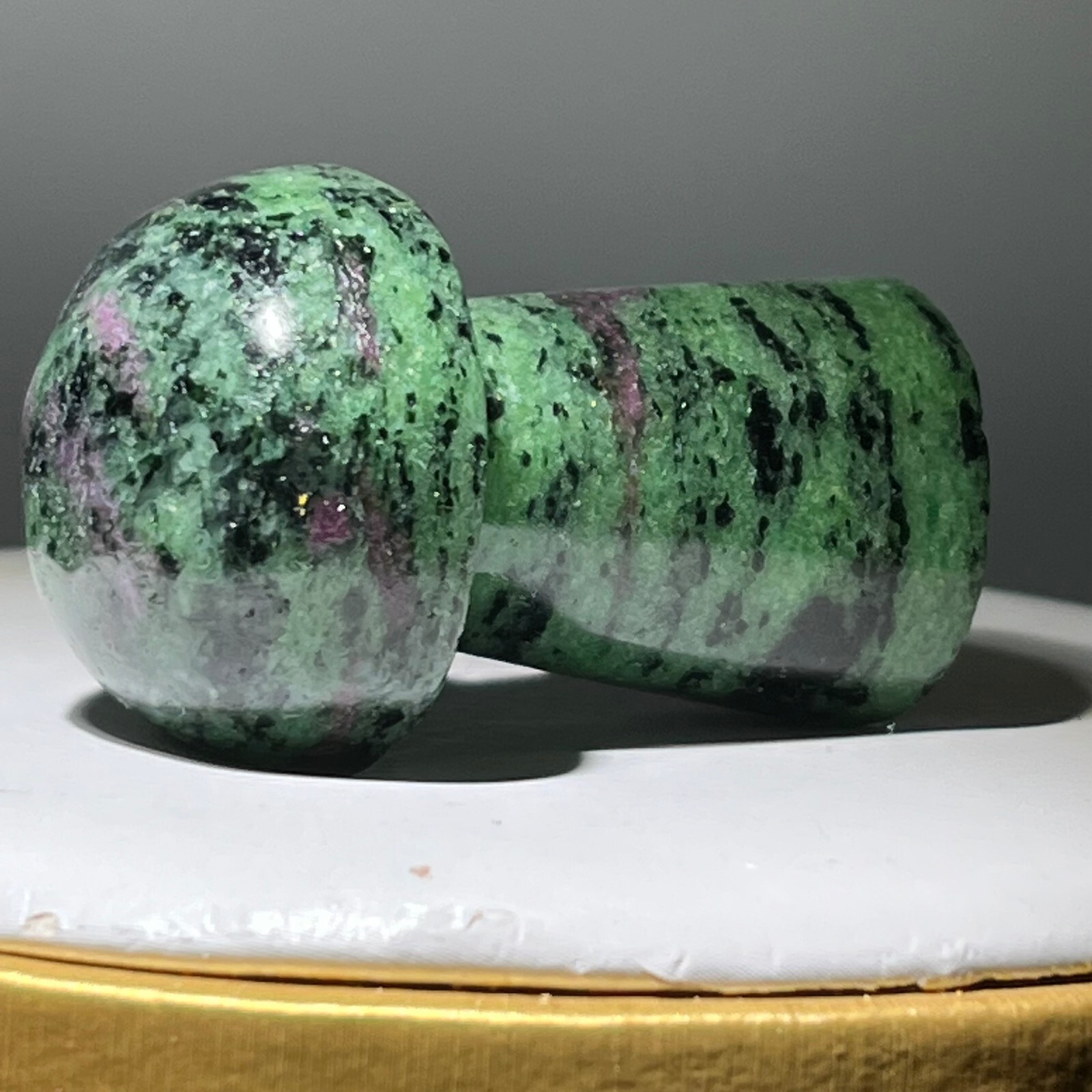 Natural quartz red green treasure, carved and polished, mushroom, reiki ener