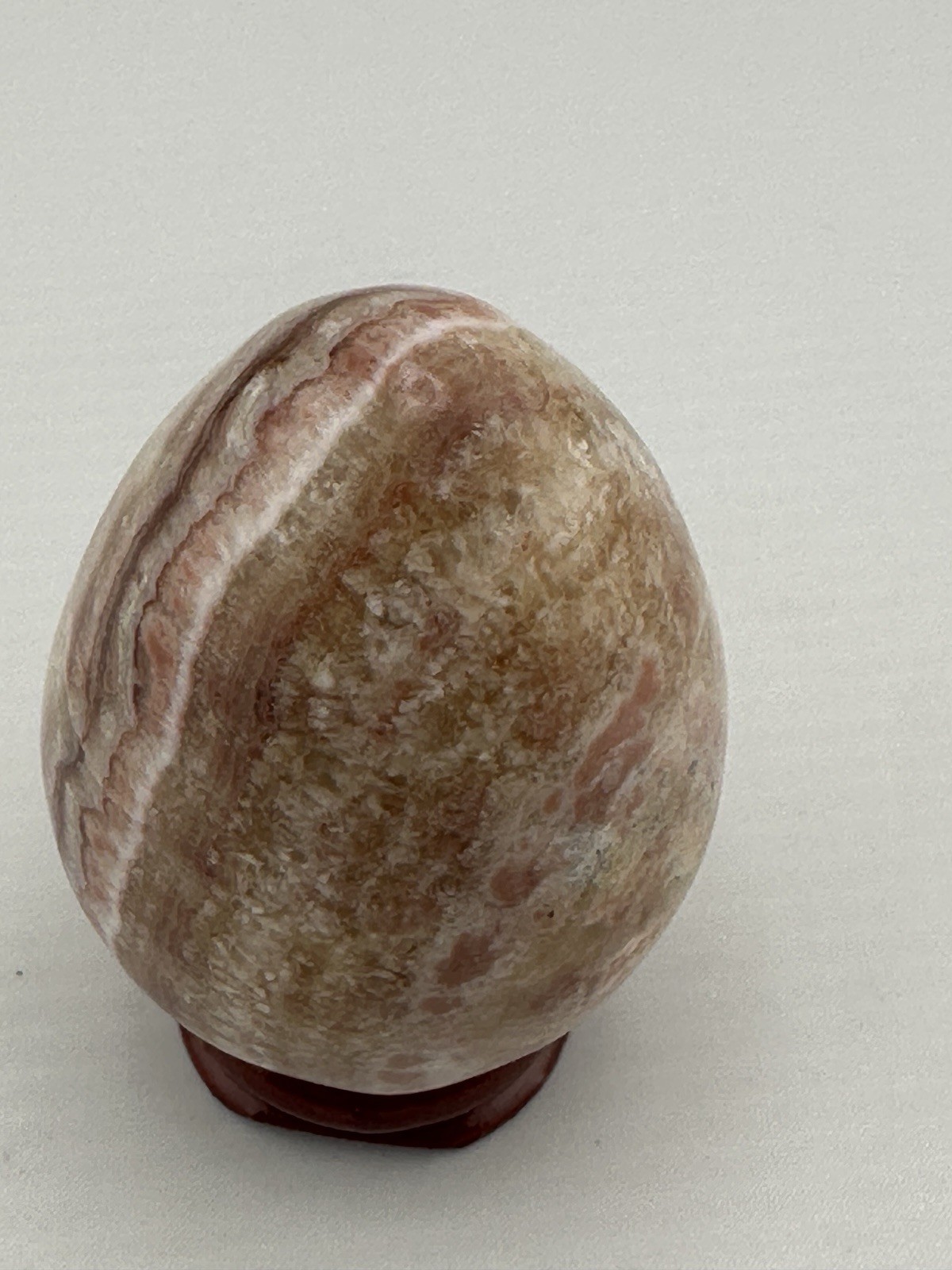 Stunning Banded Agate Onyx Egg Crystal Formations W/ Stand 2.5″ Cream Browns