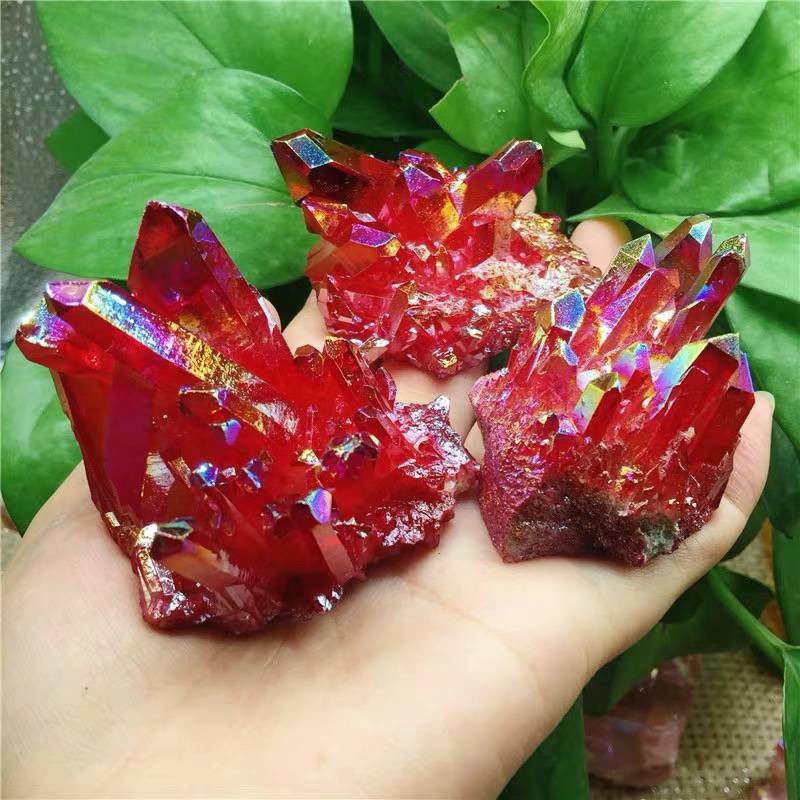 100g Natural Quartz Crystal Cluster Angel Aura Red Titanium Gemstone Healing US