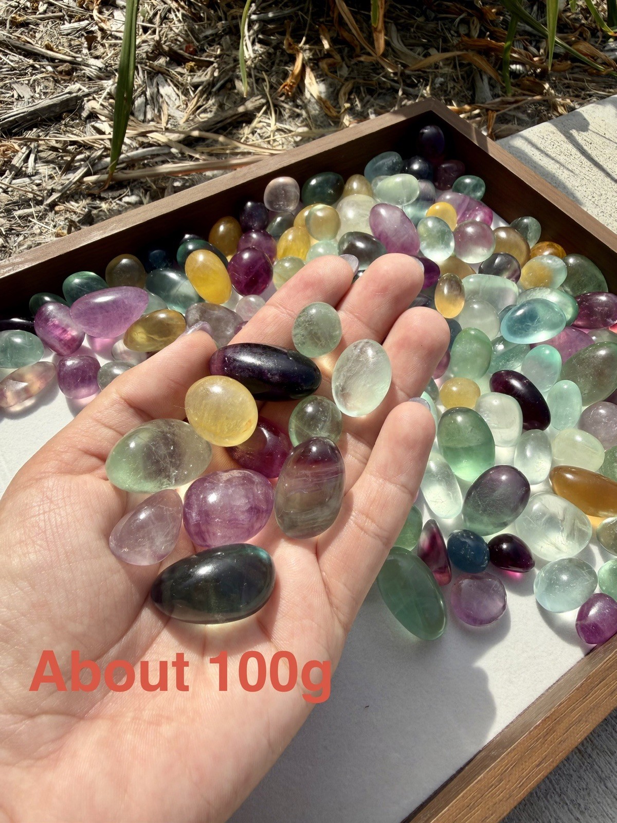 100g High Quality Rainbow Fluorite Tumbled Stones Random Mix Polished Pebbles