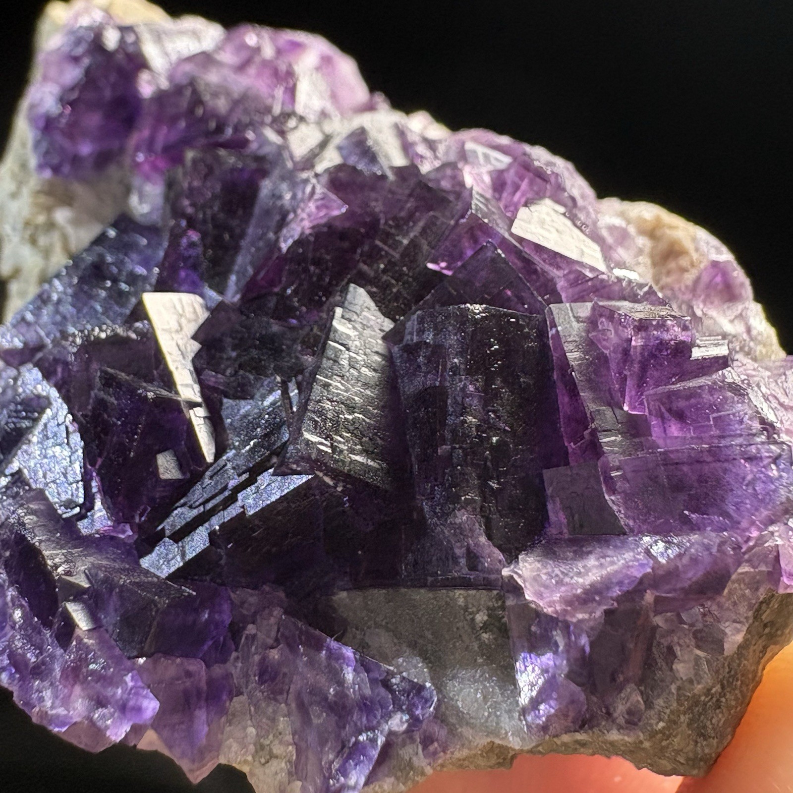 Natural Phantom Fluorite Recursive Growth Geometric Raw Mineral Specimen Crystal