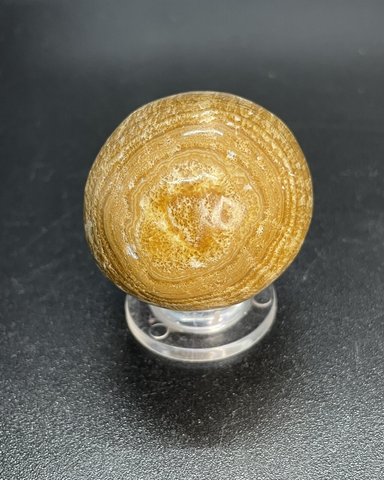 Brown Multi Banded Marble Sphere Brown Banded Agate Orb Ball 1.457”
