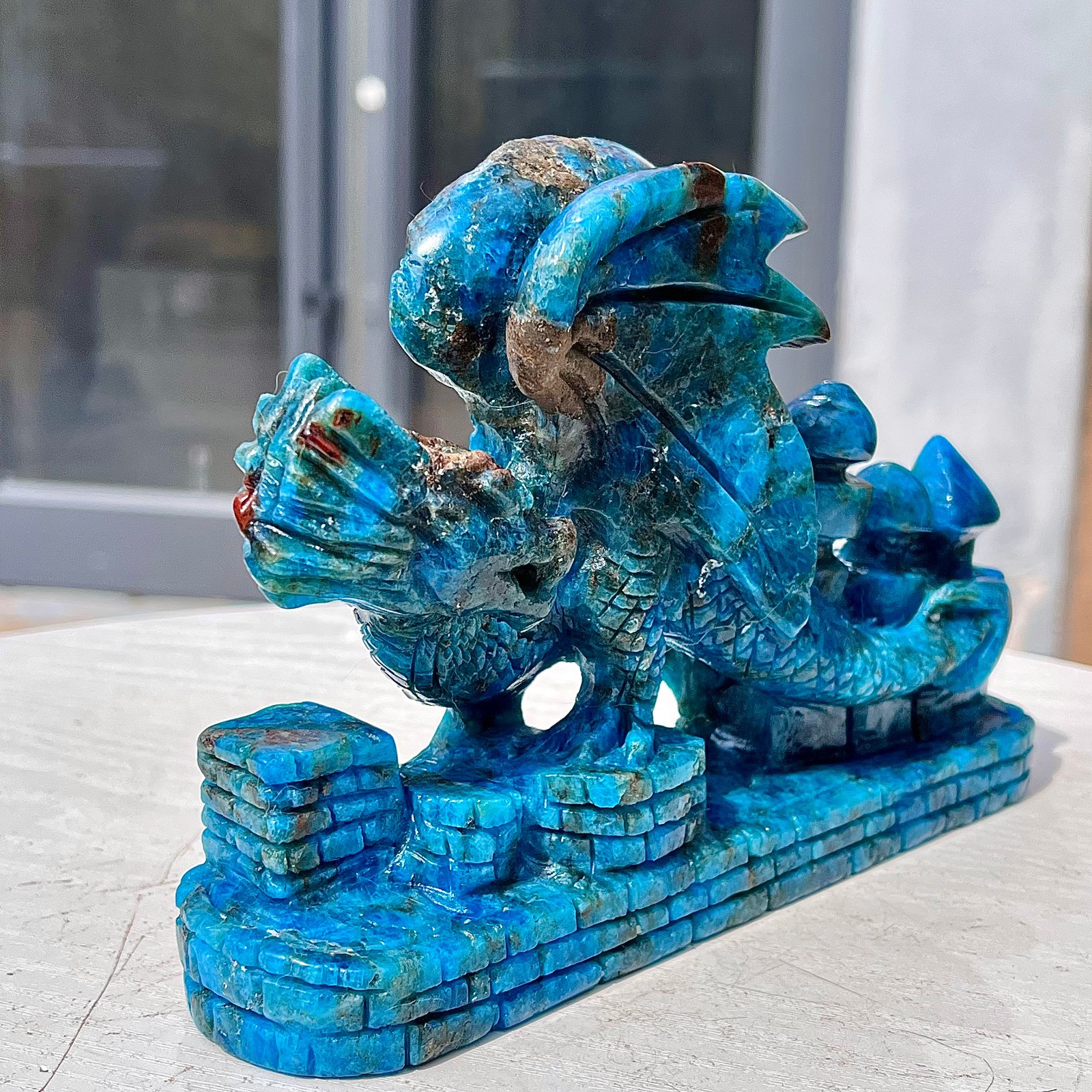 2.18LB Natural dreamy blue lithium gray pattern, hand carved and healed