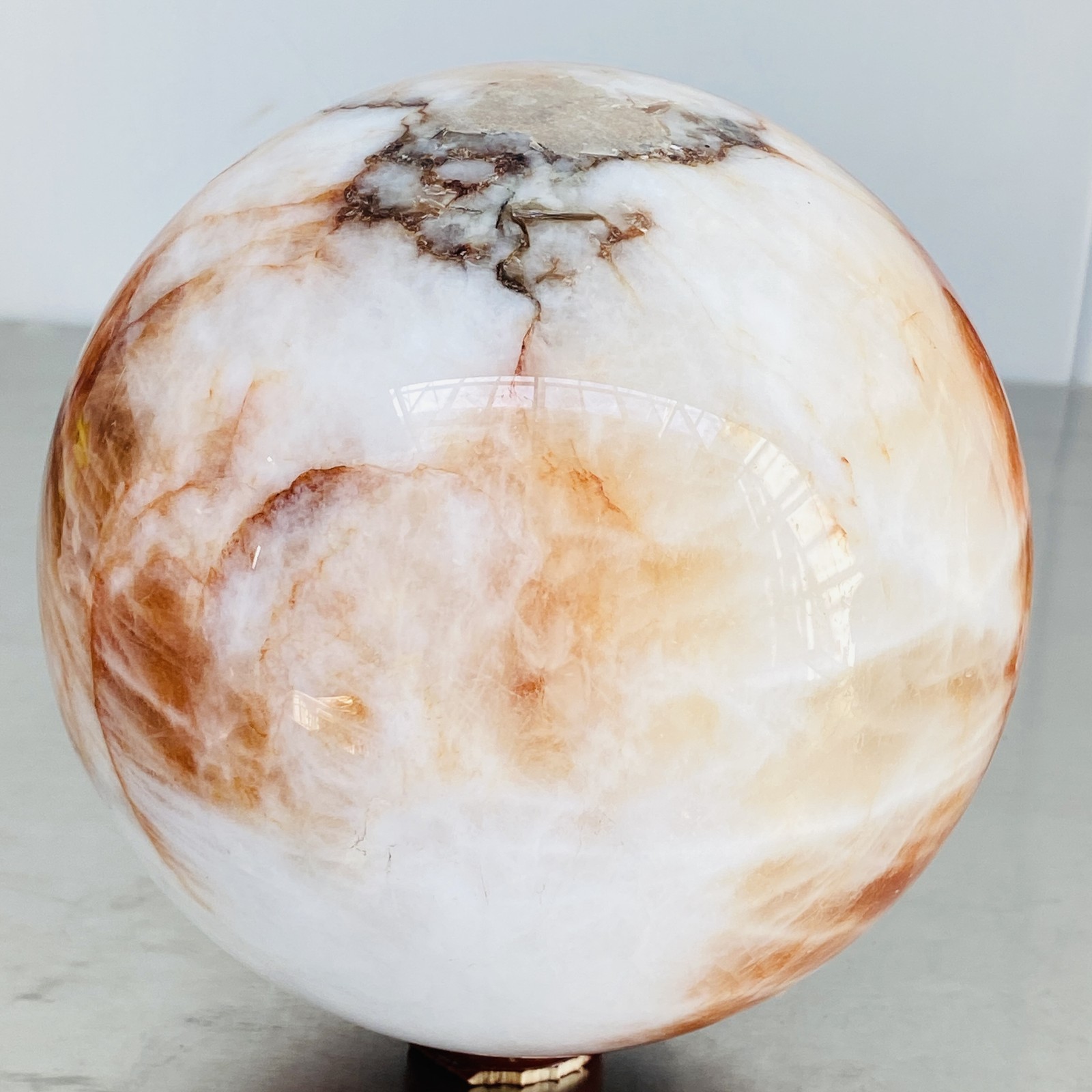 Natural Red Glue Flower Quartz Sphere Crystal Ball Healing 4720G