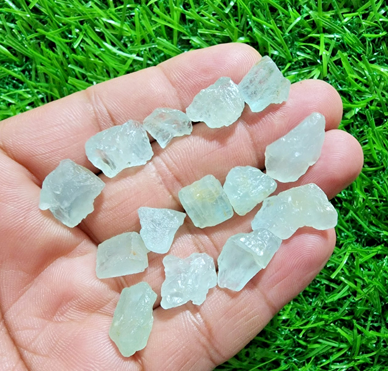 14 Pcs Blue Aquamarine Gemstone Rough Lot 10-19 mm Aquamarine Rough Stone Bulk