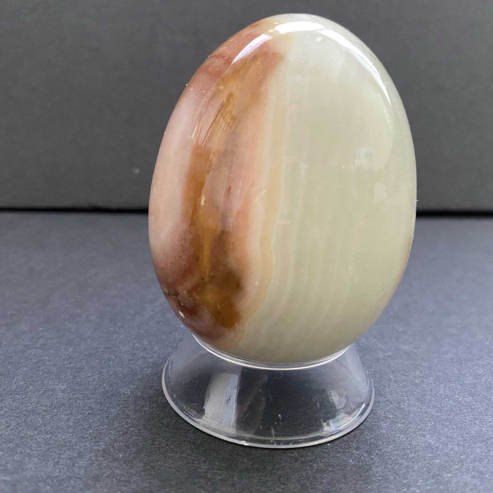 Natural Onyx Stone Egg With Stand Hand Polished Banded Agate Calcite Crystal