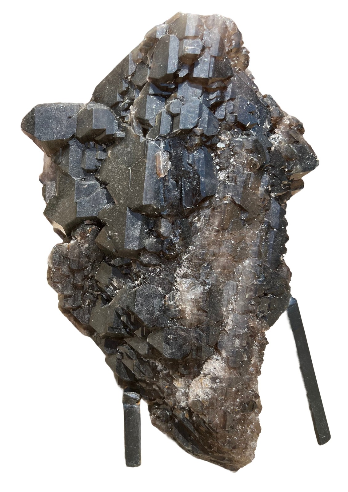 Elestial Smoky Quartz on Metal Stand – No.1, Natural Smoky Quartz from Brazil