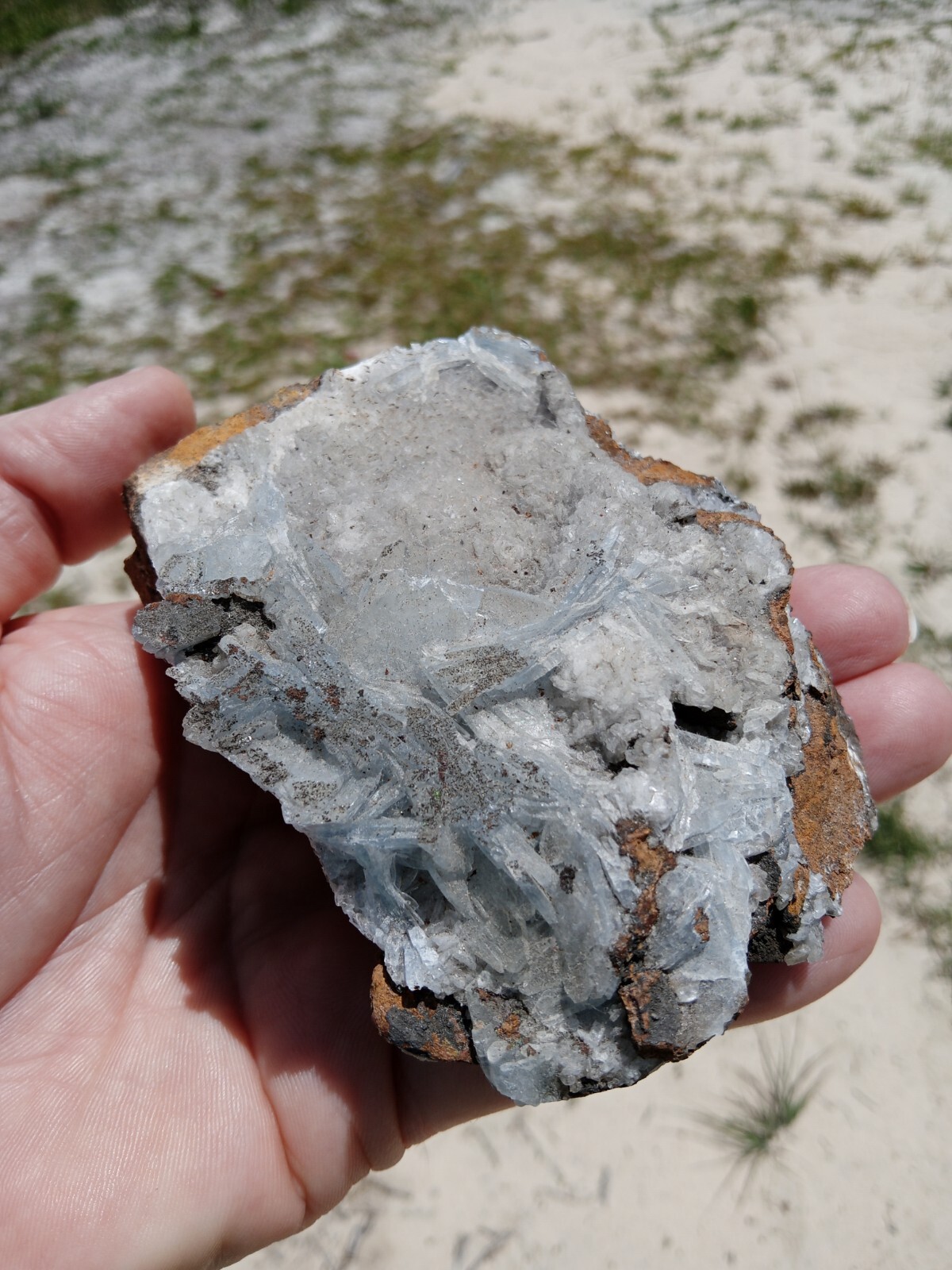Beautiful Blue Barite Specimen! Sidi Laheen Mine Morocco ! 3.75″! 14 Ounces!