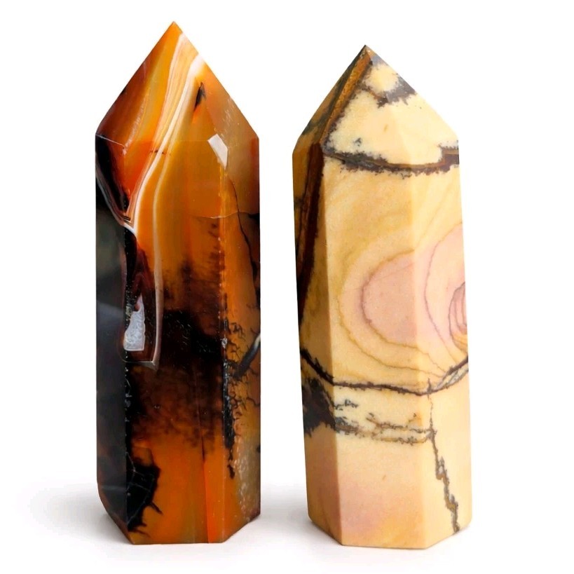 Lot Of 2 Towers Brown Sardonyx & Picture Jasper 166g – USA