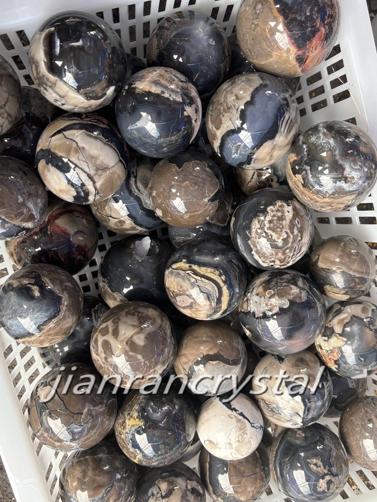 200g+ Volcanic agate sphere crystal ball home decoration fluorescent sphere 1pc