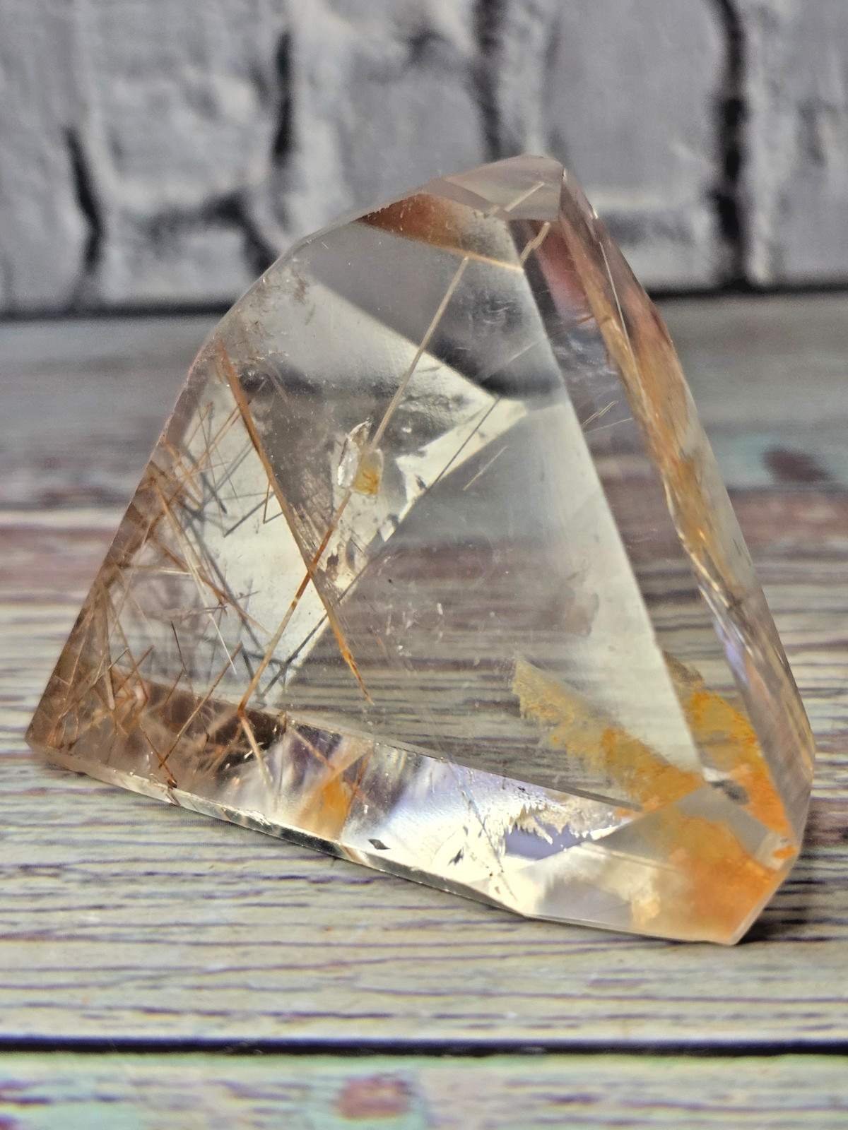 Natural Golden Healer Quartz with Golden & Reddish Rutile Inclusions Freeform