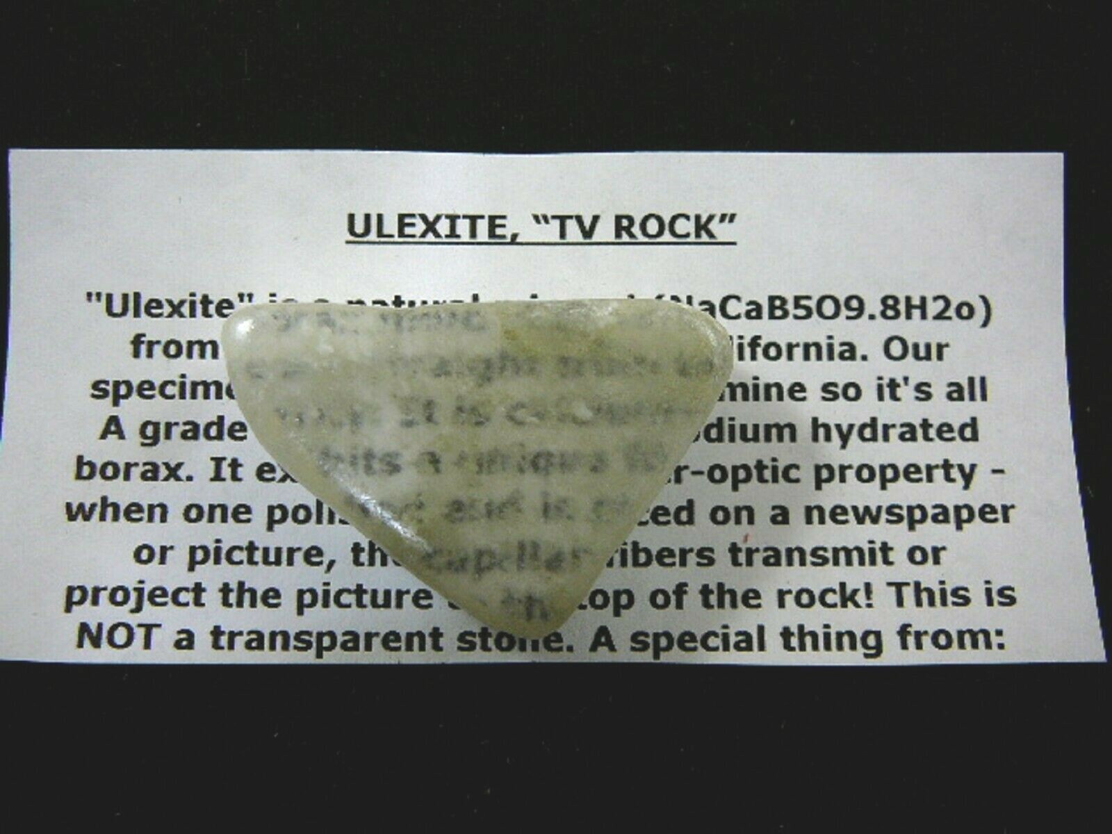 (r33-55) 1-5/8″ Ulexite stone Mineral TV rock Boron, CA from borax mine specimen