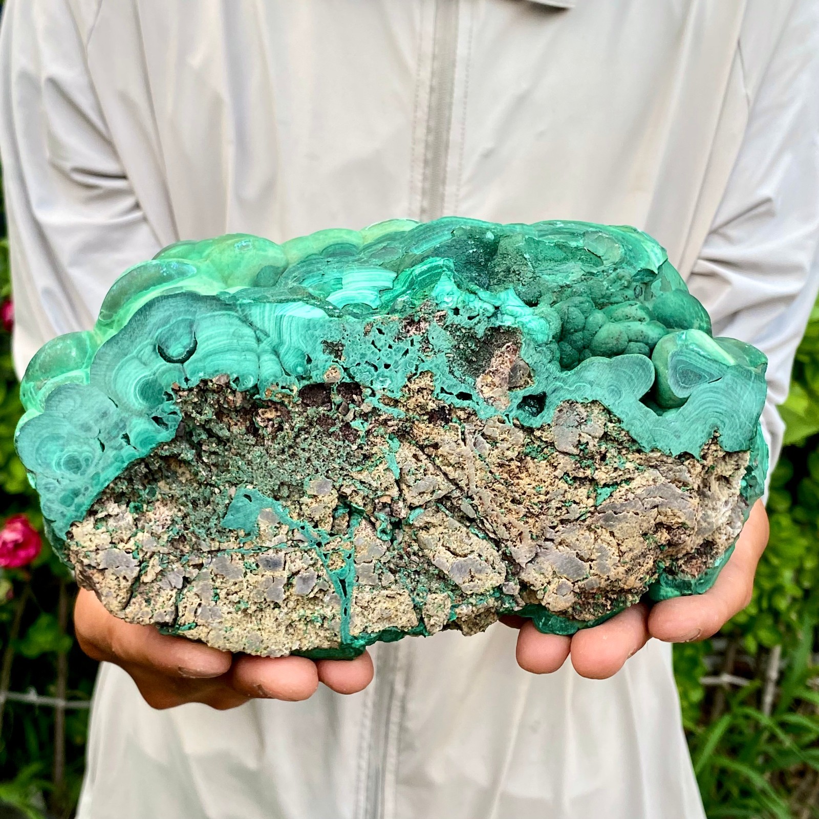 4.85LB Natural Green Malachite Crystal chunk Pattern Ore Specimen Quartz Healing