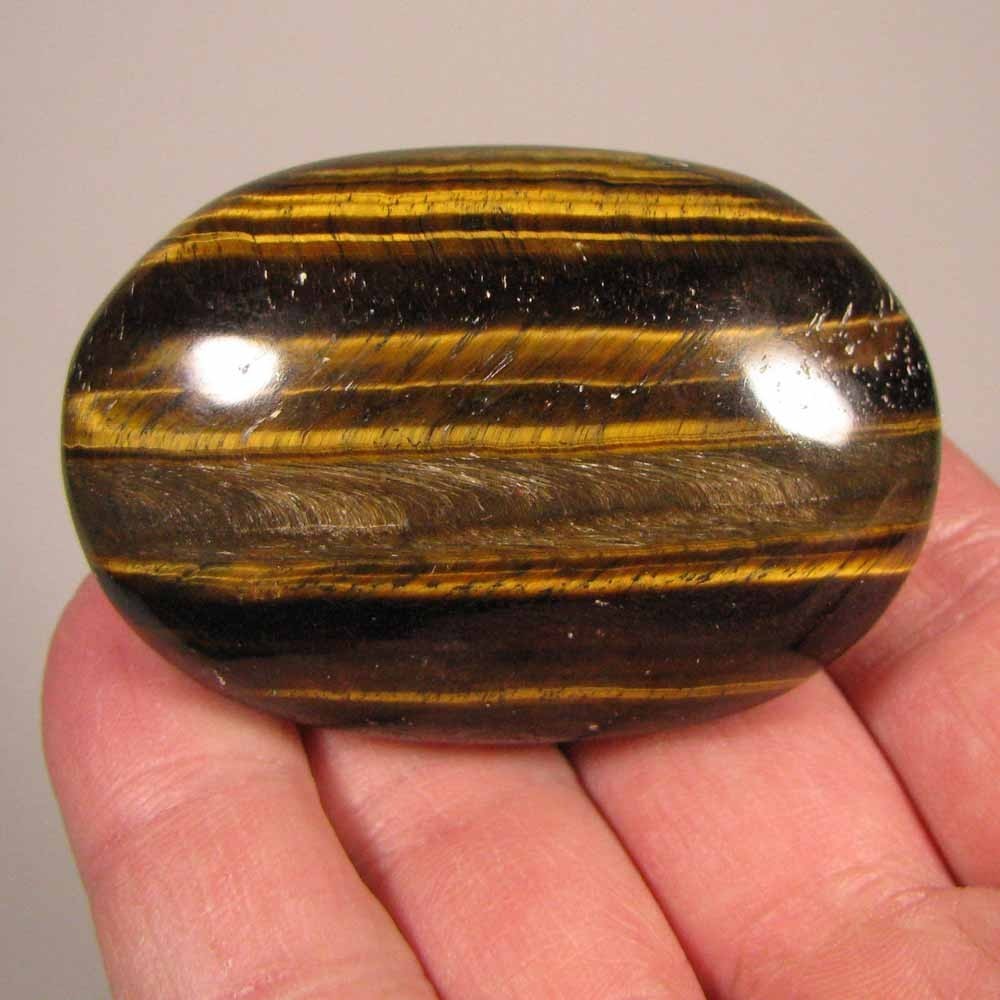 2.3″ TIGER EYE Gemstone Polished Palm Stone – South Africa