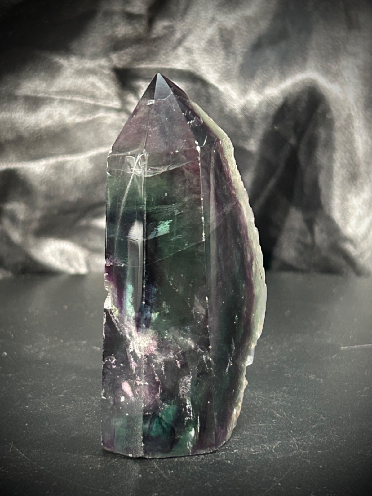 3″ Rainbow Fluorite 4 Polished/1 Rough Side Tower 6.3oz (179 grams)