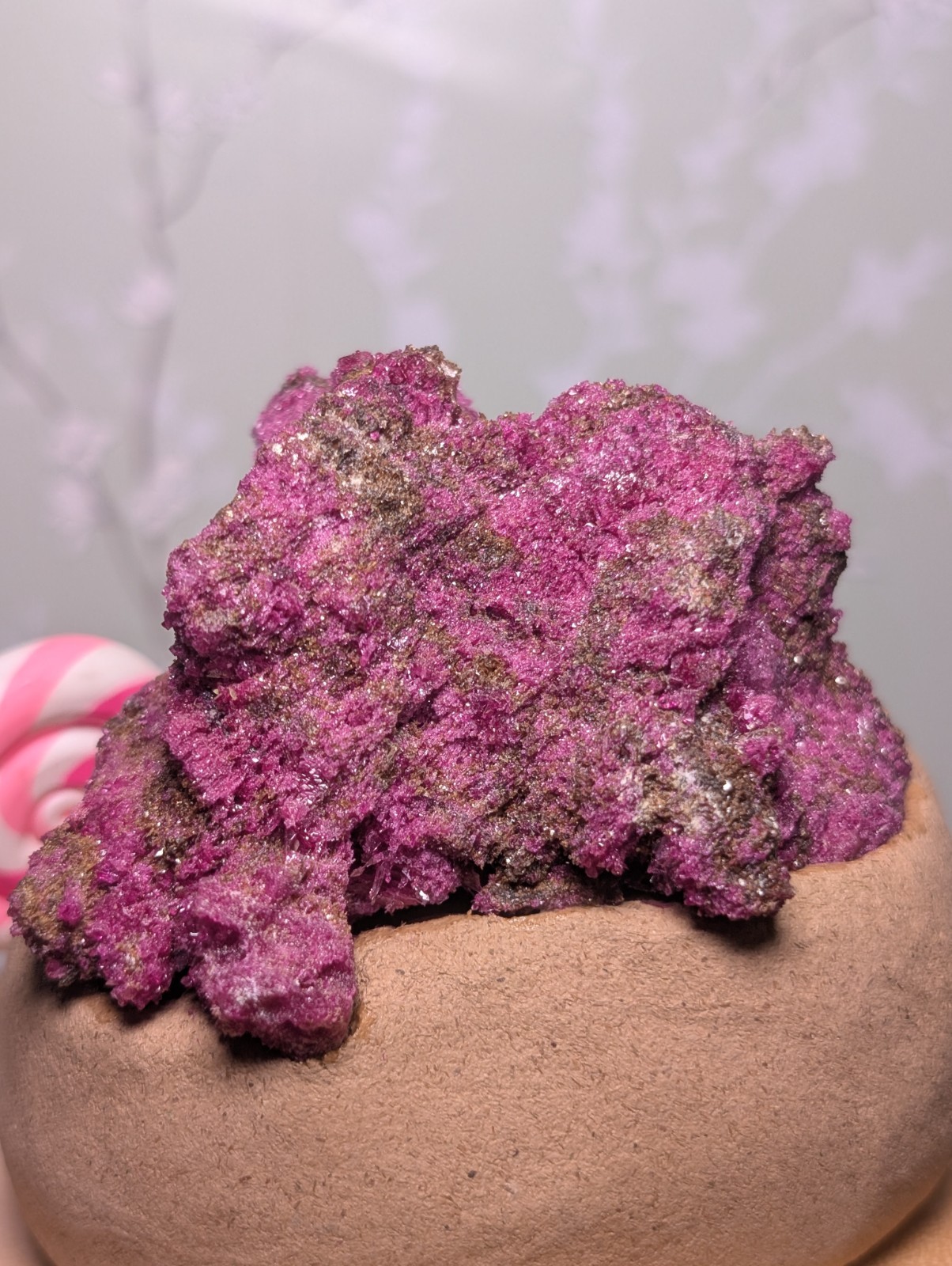 Raw Red Corundum Mineral Natural Ruby Specimen with Clay Figure Gift Collectors