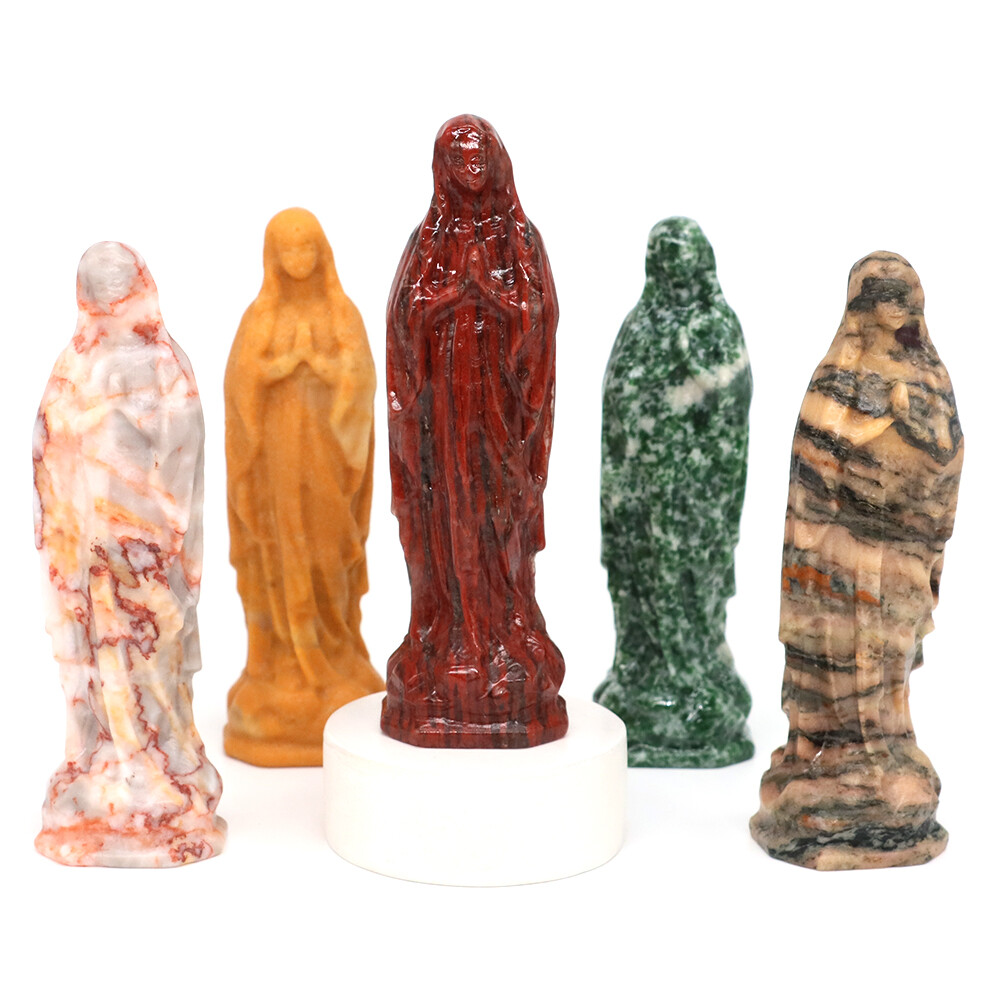3.9″ Virgin Mary Prayer Sculpture Natural Healing Crystal Carved Home Decor Gift