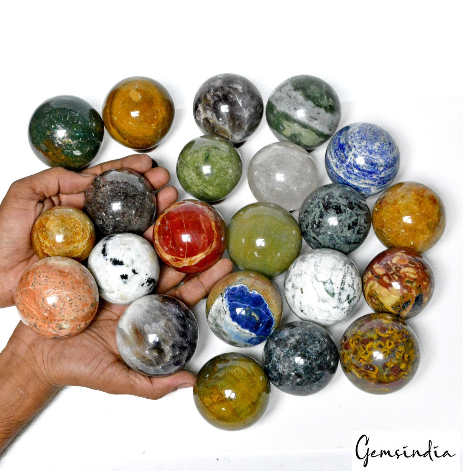 22 Pcs Set/48-61mm Natural Multi Color Healing Crystal Mineral Gem Spheres/Ball