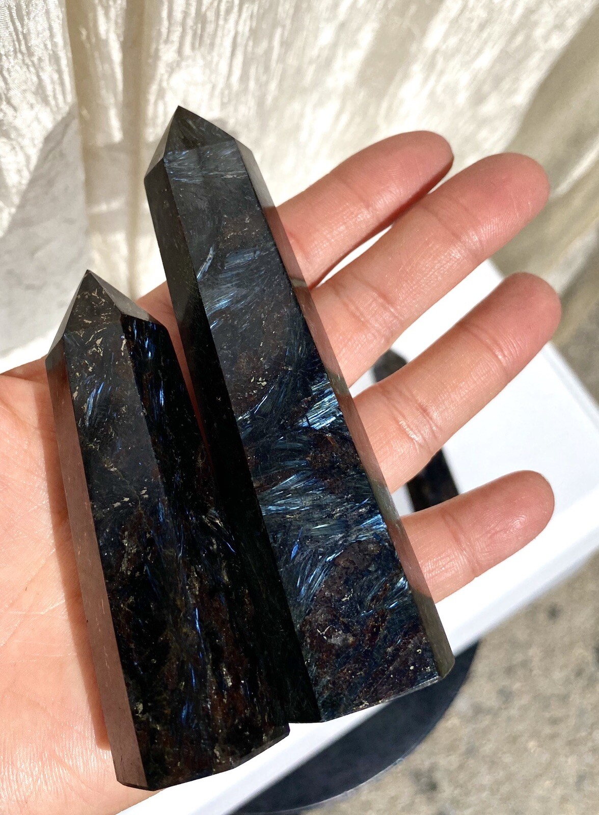 Wholesale Lot 2 Lb Natural Astrophyllite Obelisk Tower Point Crystal Healing