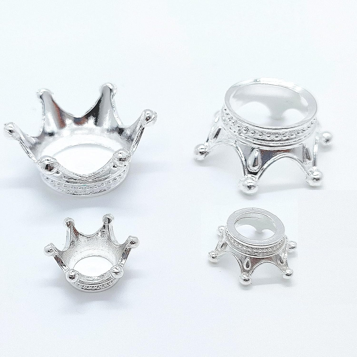 2 Sizes 10 Pcs Metal Silver Crystal Ball Stands Globe Stone Holders Sphere Displ