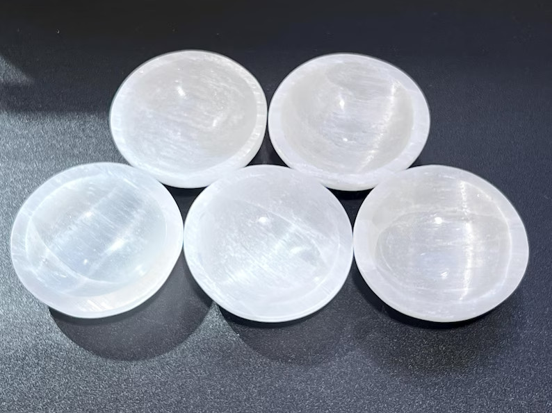 Large Selenite Crystal Charging Bowl Stone Cleansing Jewelry Tray Ring Holder