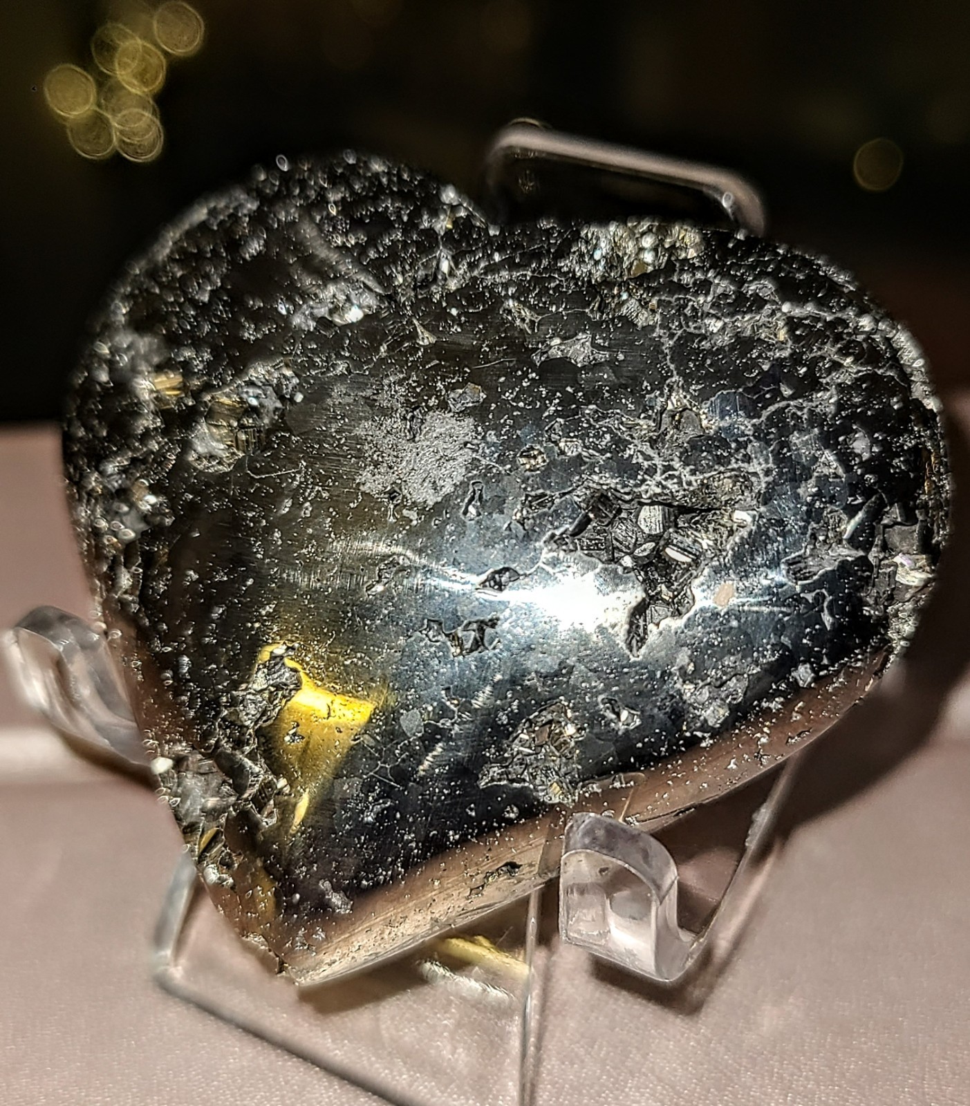 Golden Druzy Peruvian Pyrite Crystal Heart #4