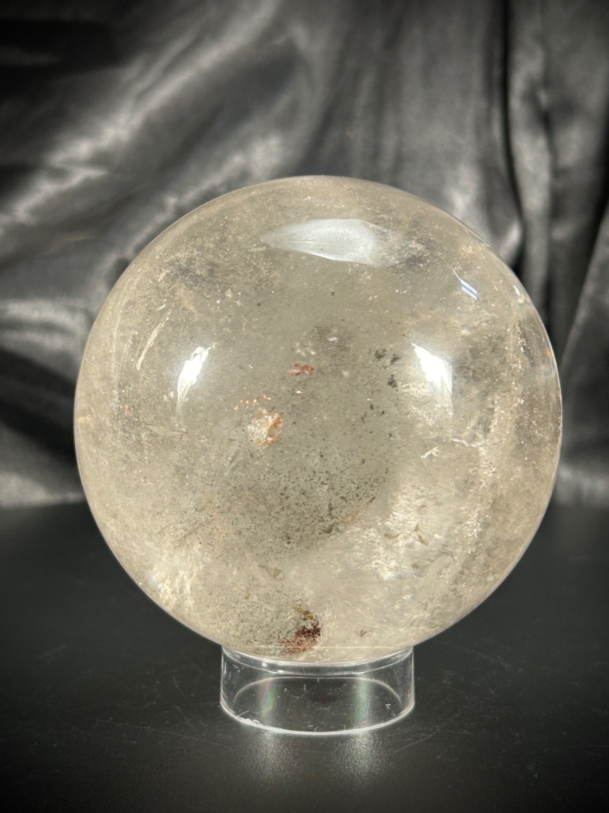 3.07″ Lodolite (Garden) Quartz Sphere With Acrylic Stand 1lb 6.6oz (639 grams)