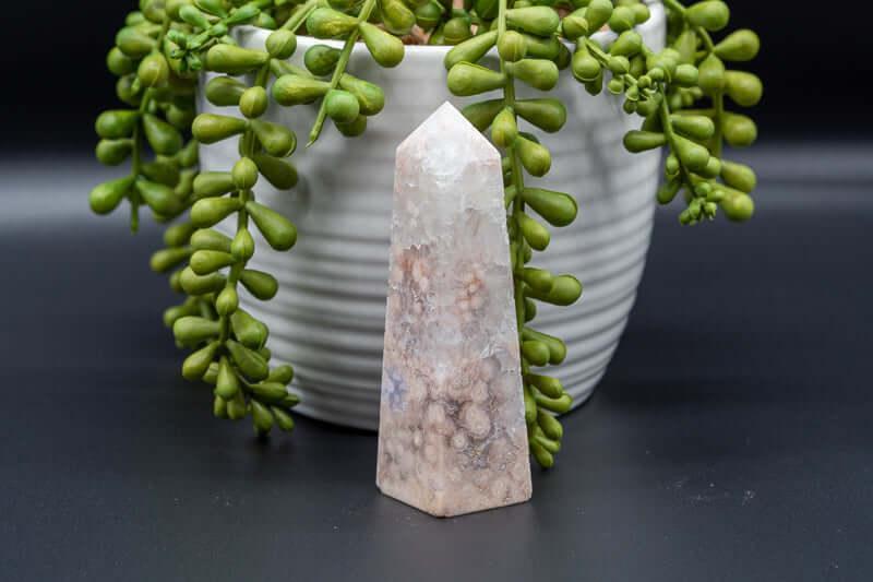 Pink Amethyst w/Flower Agate Tower 3.75″