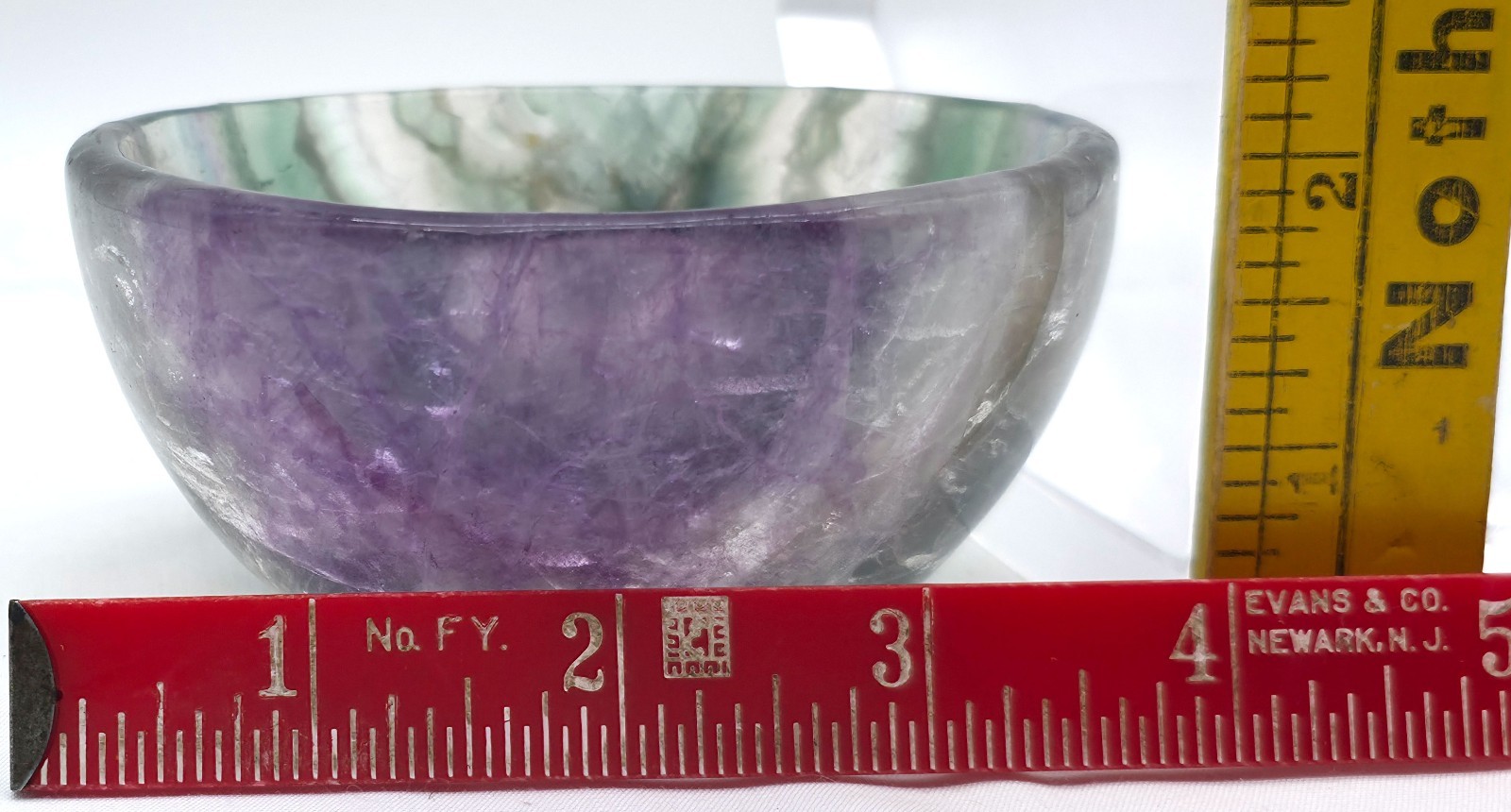Carved Rainbow Fluorite Bowl Multicolor Crystal Display Specimen