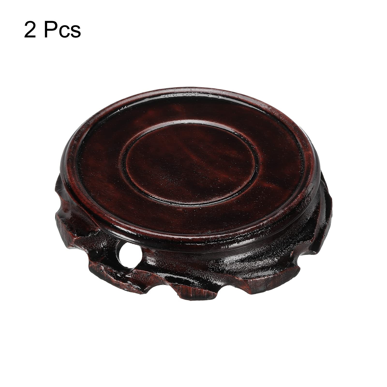 2 Pcs 80mm Diameter Black Wooden Stand Holder Display Base for Vase Bonsai