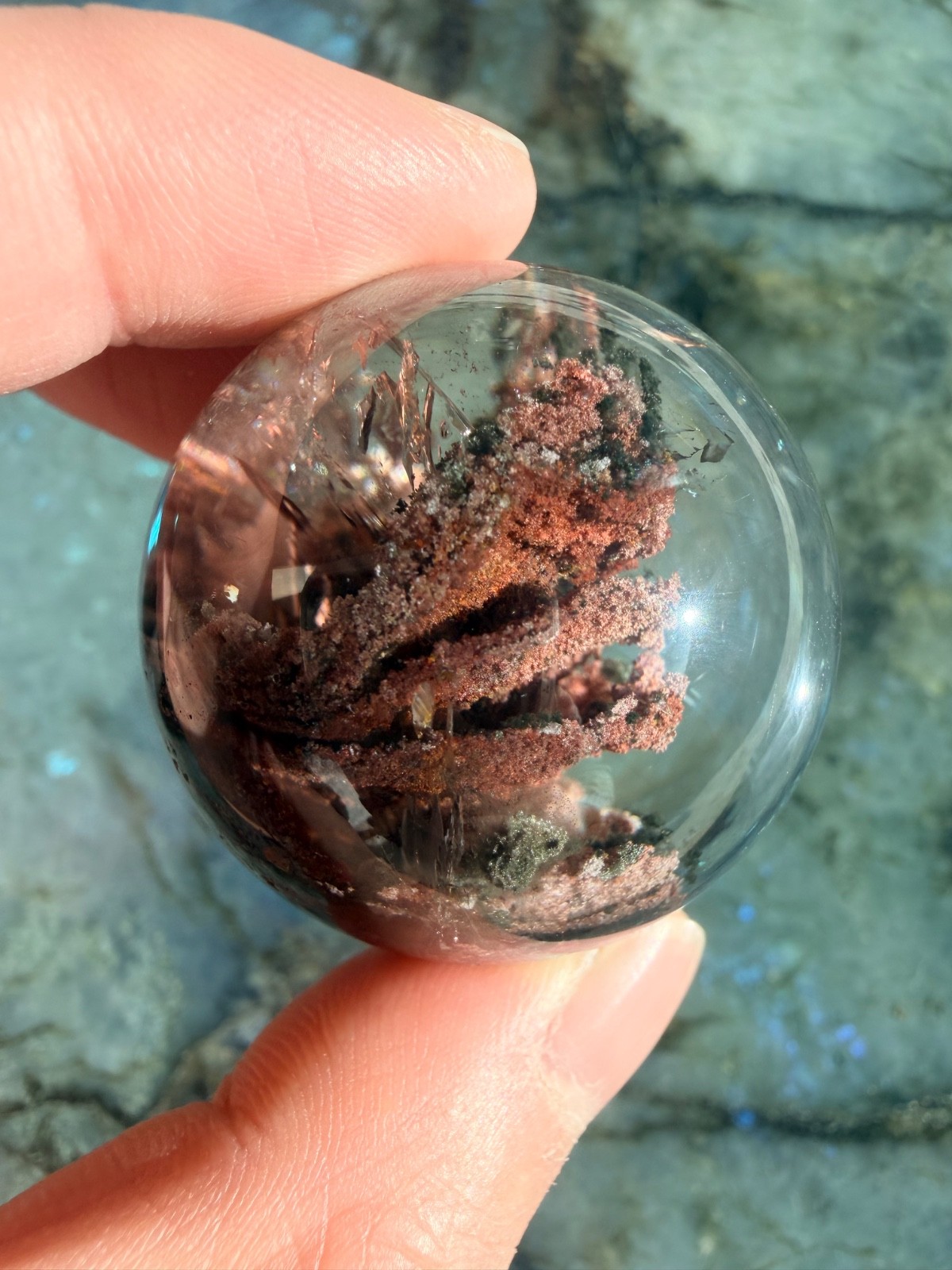 Top Grade Rare Rouge Pink Garden Quartz Sphere From Brazil, 1.5″ | High Clarity