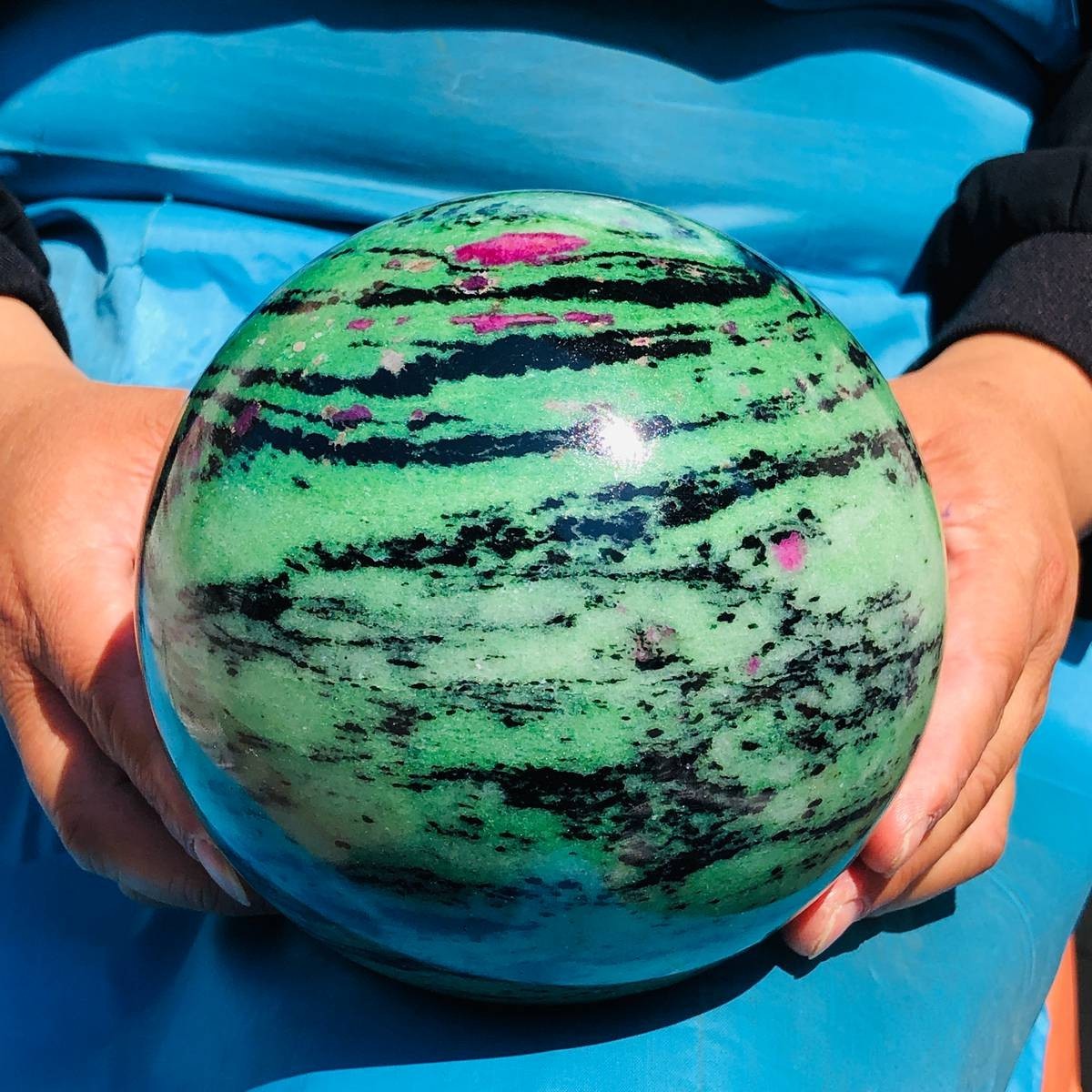 8.77 LB Large Natural Ruby Zoisite Sphere Crystal Healing Stone Specimen 5151