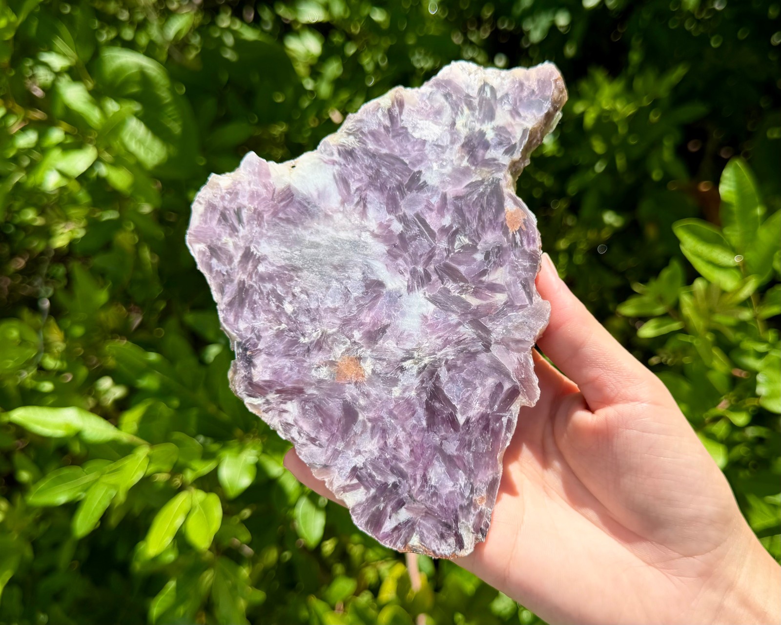 JUMBO Natural Lepidolite Slabs & Stand, AAA Grade Rough Lepidolite Crystal Slice