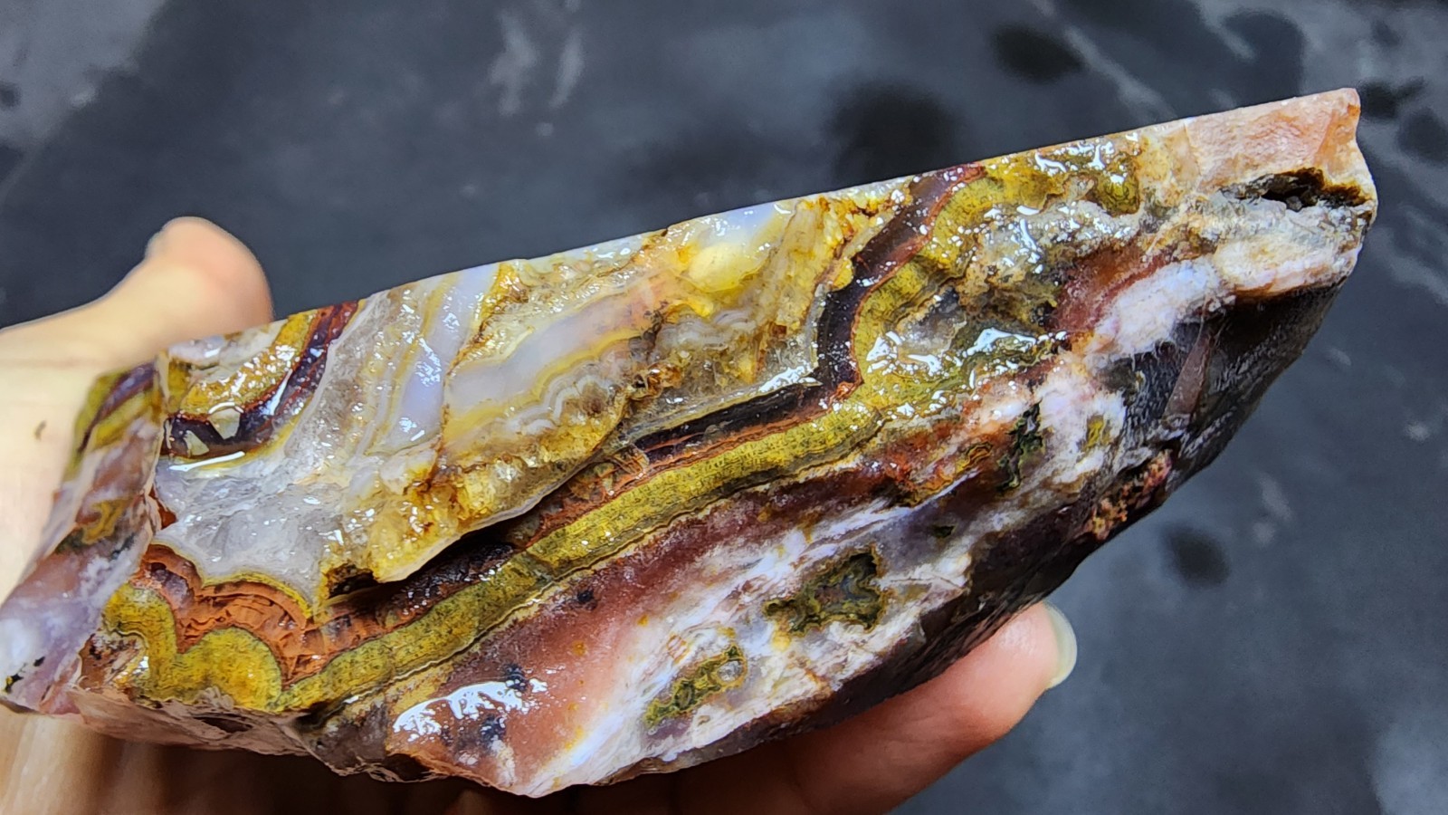 18.48 oz ( 524 gr) Multicolor Agate Slab, Collectible Agate, Unpolished Agate