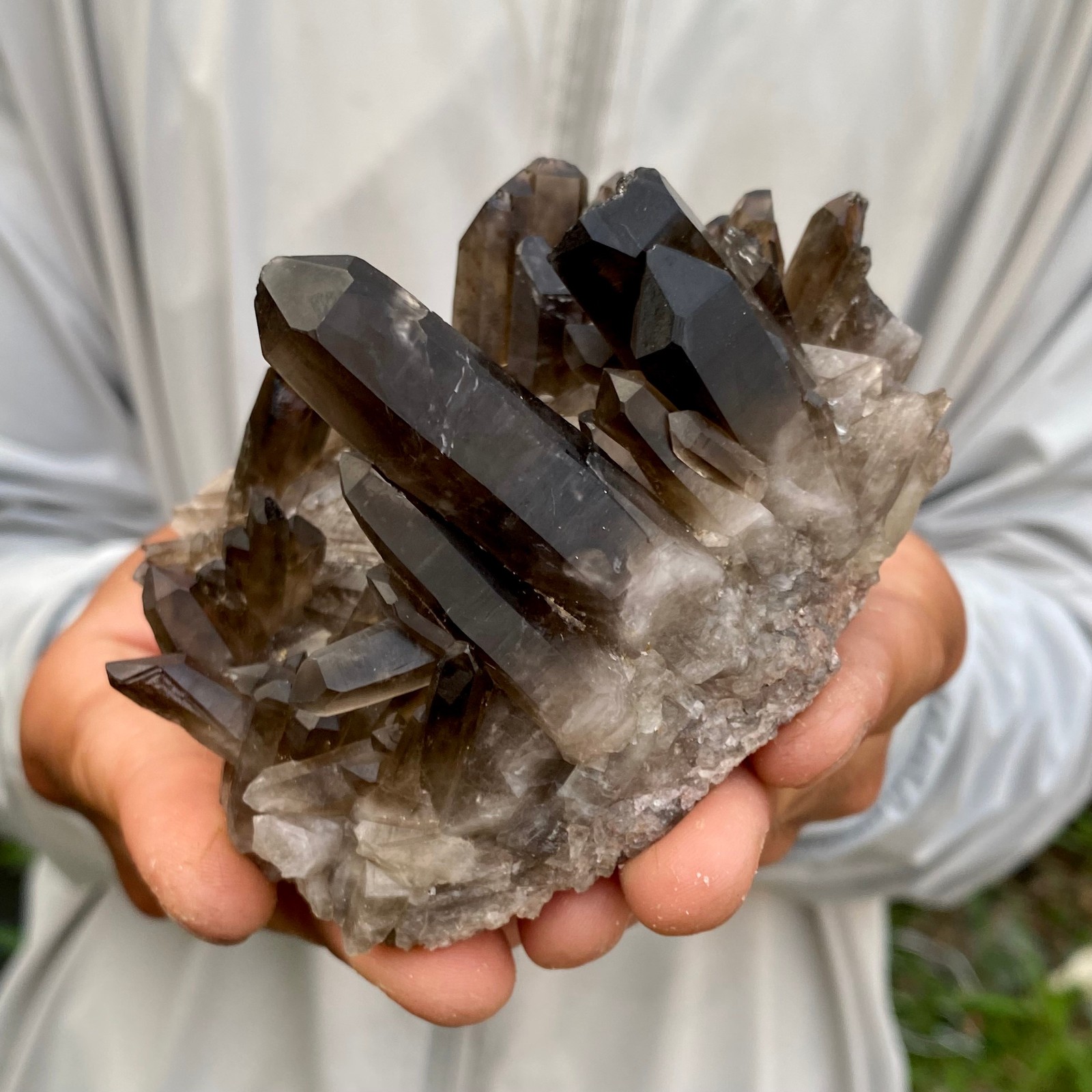 277G Natural Black Smoky Quartz Crystal Cluster Raw Mineral Specimen