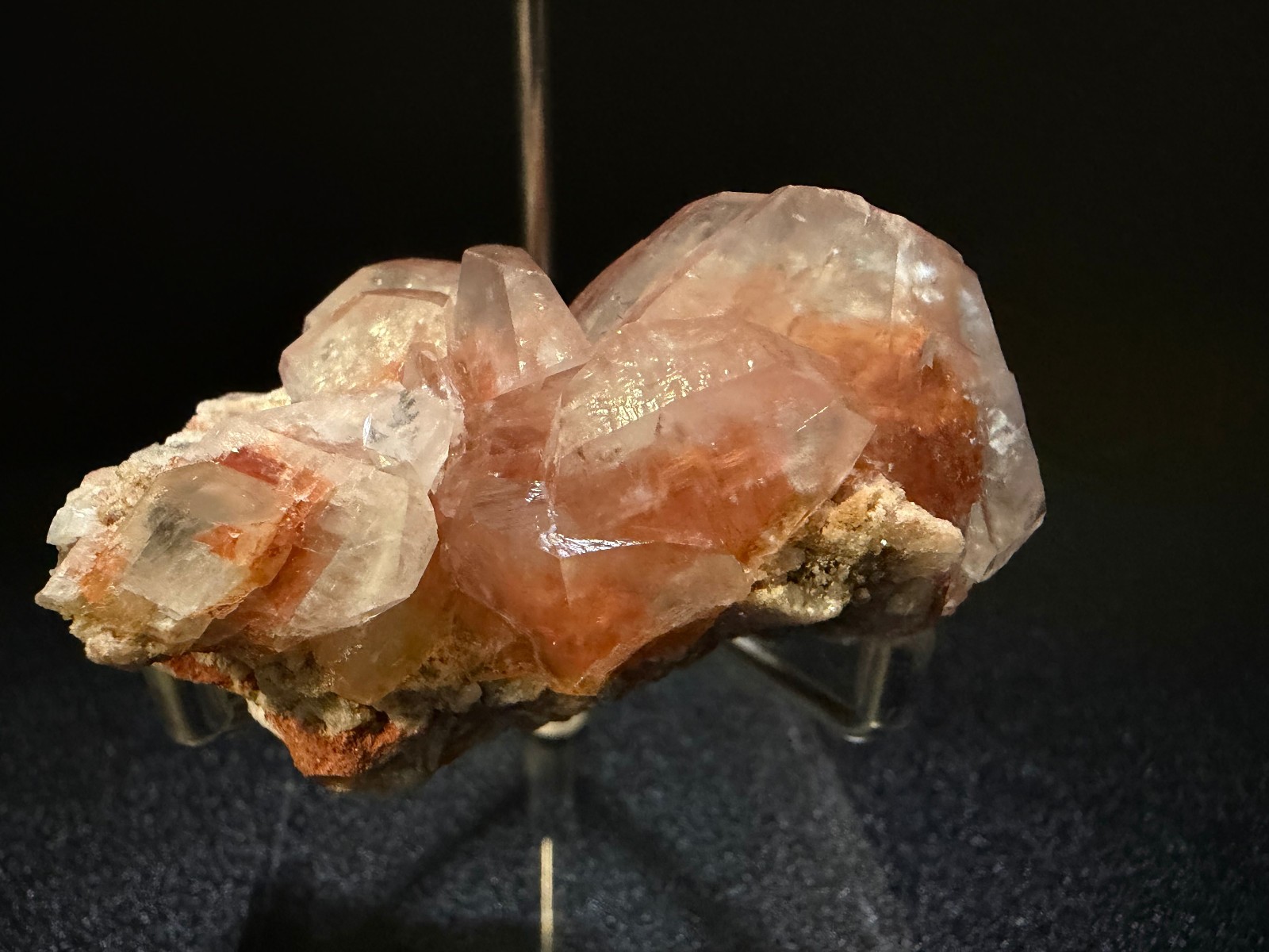 Red Calcite Specimen, China Beautiful Zoning of Clear and Red Inclusions 59g
